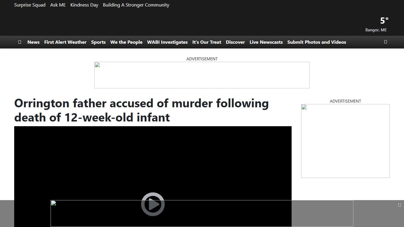Orrington father accused of murder following death of 12-week-old infant